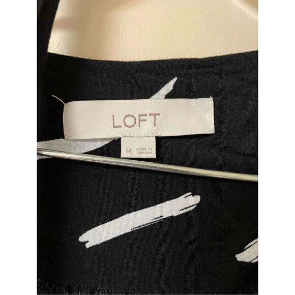 Loft Women’s Medium Black White Short Sleeve Jumpsuit Wrap Tied - Picture 5 of 6